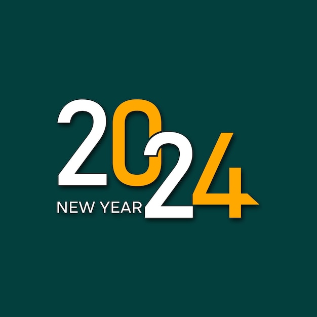 Vector simple color y concepto de estilo para 2024 celebración de año nuevo números vector premium
