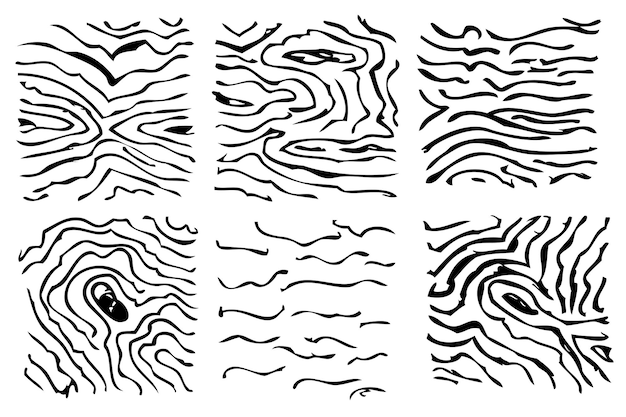 Vector simple dibujo a mano en blanco y negro boceto textura de madera