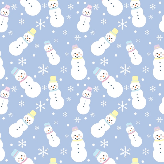 Vector simple y lindo invierno muñeco de nieve sin fisuras de fondo