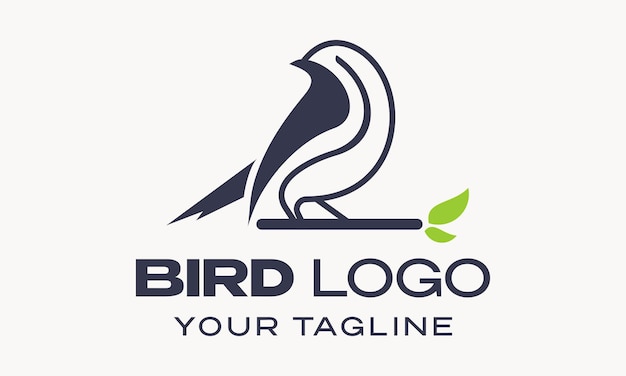 Vector simple línea de pájaro logotipo de la naturaleza