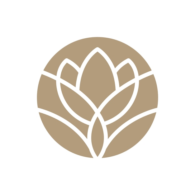 Vector simple logotipo de flor de loto línea beige plantilla de diseño elemento elegante en la moda