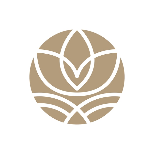 Vector simple logotipo de flor de loto línea beige plantilla de diseño elemento elegante en la moda