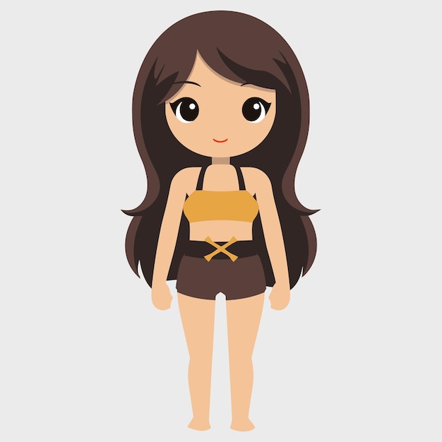 Vector simple de modelo de bikini fondo blanco aislado