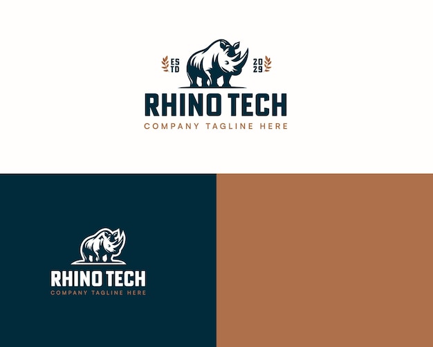 Vector simple moderno Ilustración de logotipo Rinoceronte salvaje juegos y para negocios
