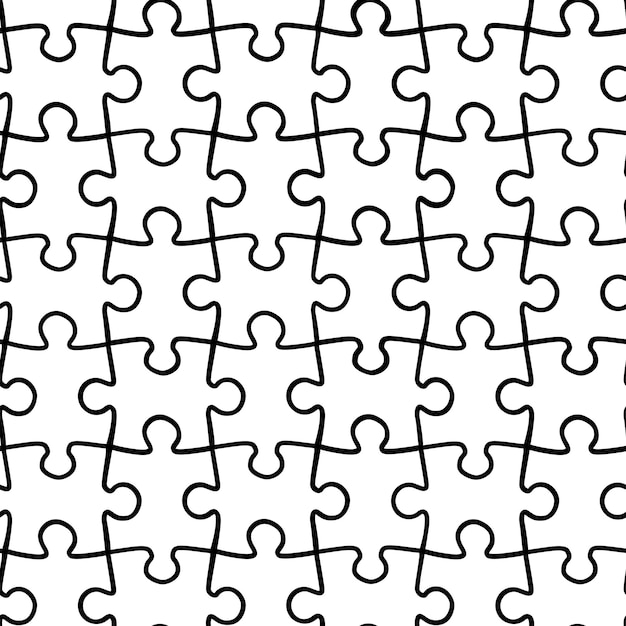 Vector simple de patrones sin fisuras de rompecabezas en blanco y negro. Un fondo texturizado de piezas de un rompecabezas.