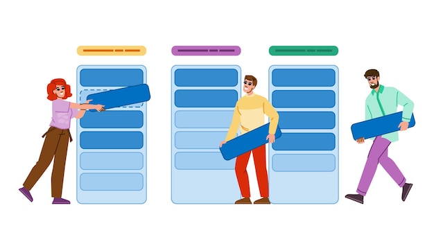 Vector de sitio web de clasificación de tarjetas de usuario