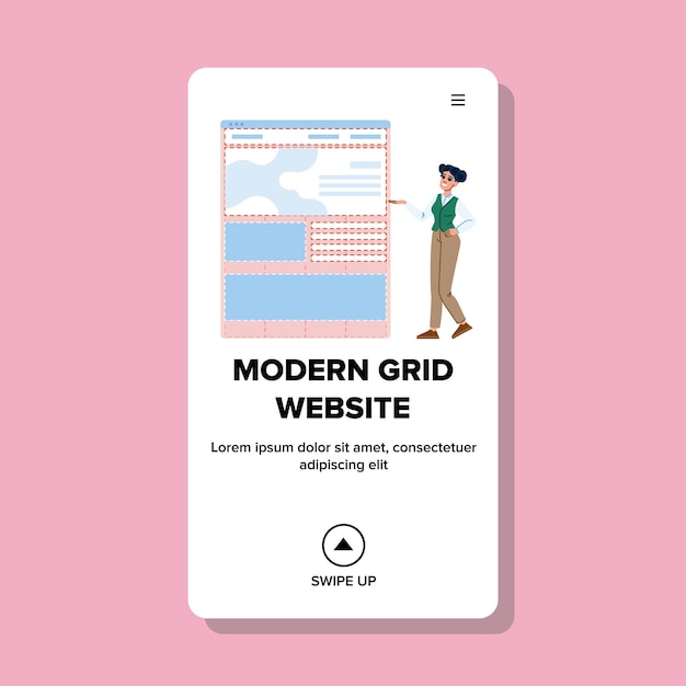 Vector de sitio web de cuadrícula interactiva moderna
