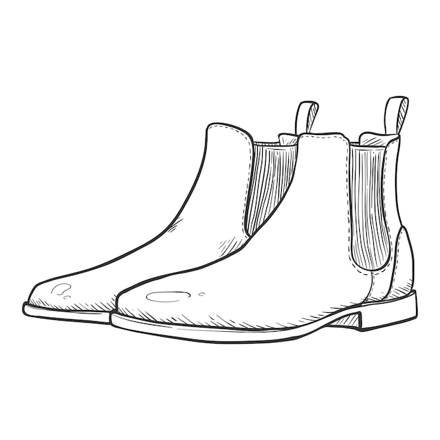 Vector sketch chelsea shoes classic hombres botas