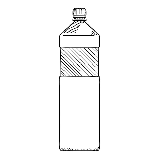 Vector Sketch Ilustración Botella de plástico Capacidad de 1 litro