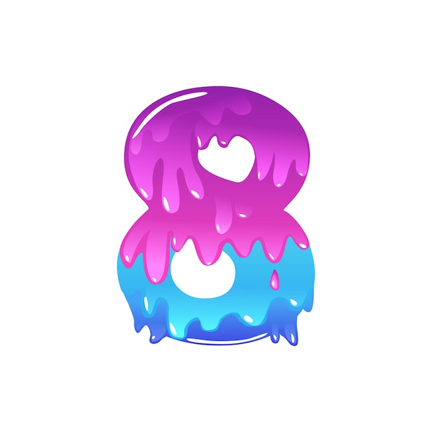 Vector Slime Cartoon Número 8 figura Ocho Slime fuente tipo número alfabeto latino