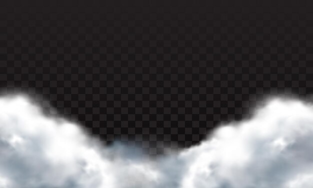 Vector de smog de nubes blancas realistas sobre un fondo a cuadros negros