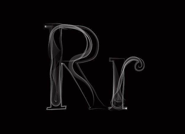 Vector vector smoke o haze letter font escriba dos letras