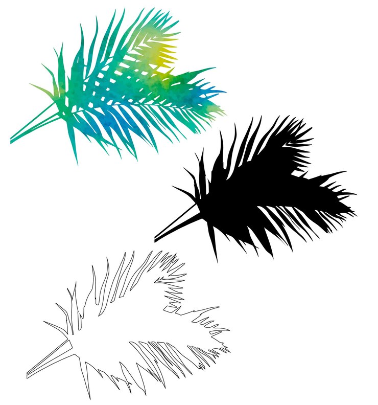 Vector vector sobre un fondo blanco acuarela silueta hoja de palma