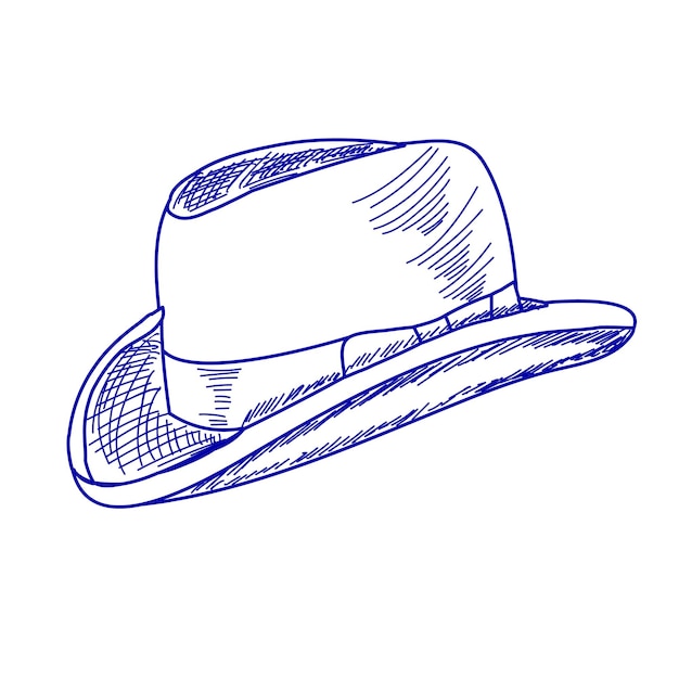 Vector sobre fondo blanco boceto azul del sombrero de los hombres