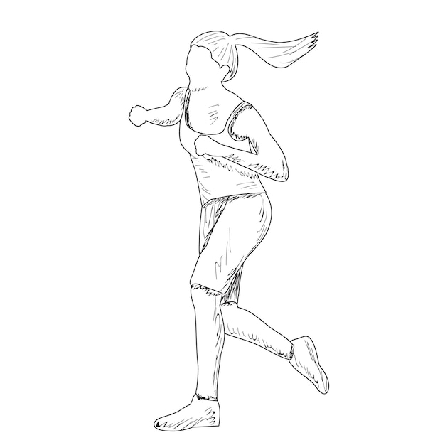 vector sobre un fondo blanco boceto a mano alzada de una chica bailando