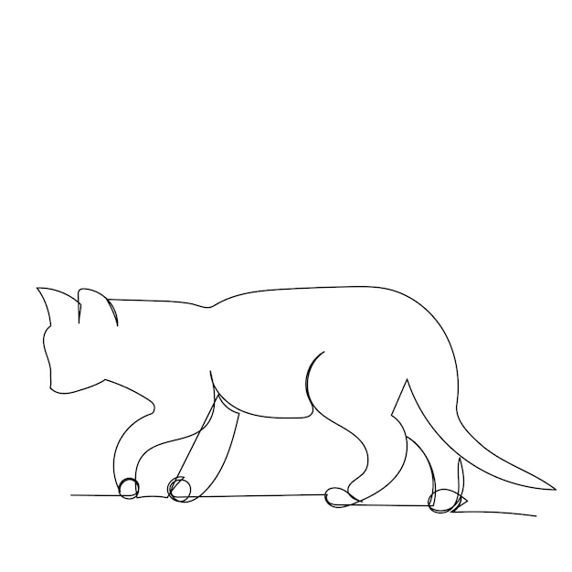 vector sobre un fondo blanco dibujo de línea continua de un boceto de gato