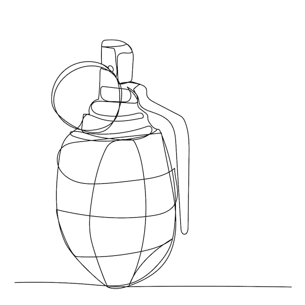 Vector sobre un fondo blanco dibujo de una sola línea de una granada