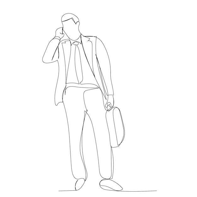 Vector sobre un fondo blanco empresario de dibujo de línea continua