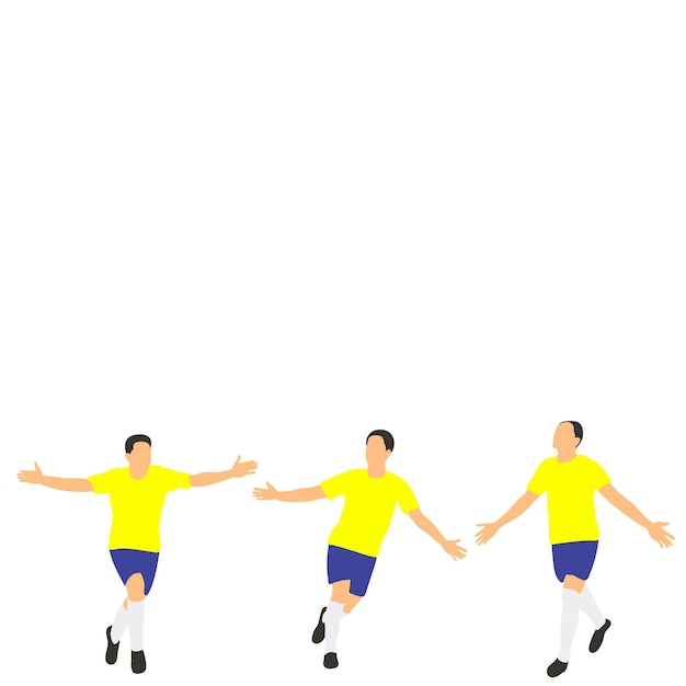 Vector sobre un fondo blanco en un estilo plano un jugador de fútbol está ejecutando el equipo