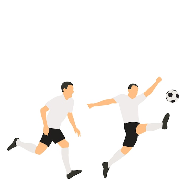 Vector sobre un fondo blanco en un jugador de fútbol de estilo plano con un deporte de fútbol de pelota