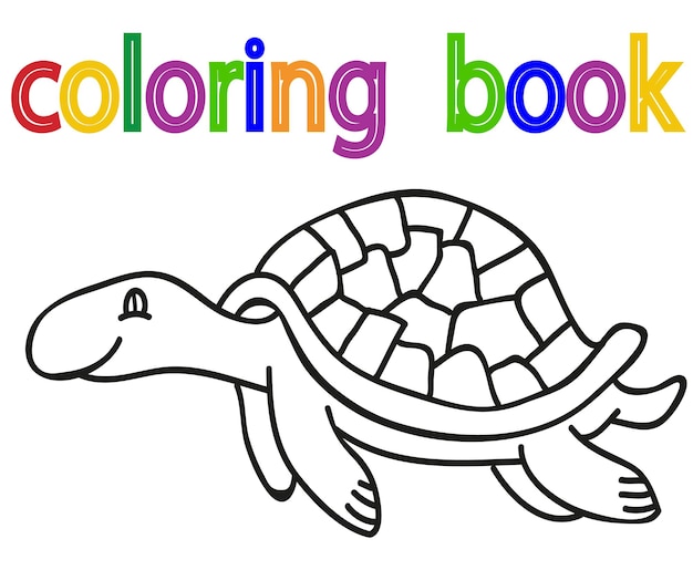 Vector sobre fondo blanco libro para colorear tortuga