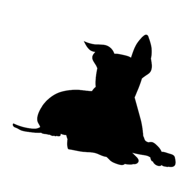 Vector sobre un fondo blanco silueta negra de un perro miente
