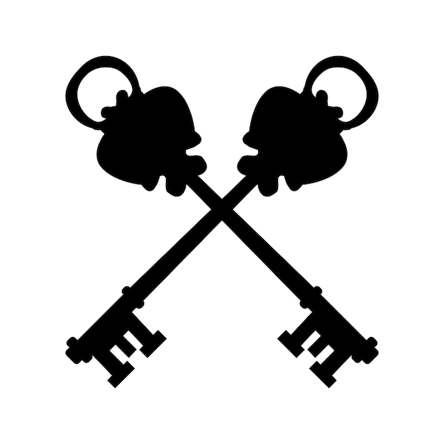 Vector sobre fondo blanco silueta negra vintage clave dos