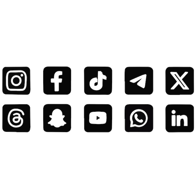 Vector social media set logo de aplicaciones populares facebook instagram youtube y otros icono insignia