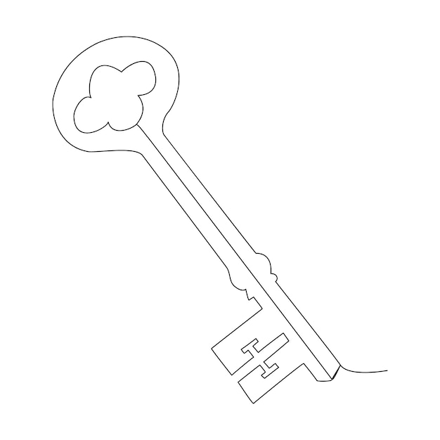 Vector de una sola línea clave un dibujo de línea continua del icono de la línea clave clave