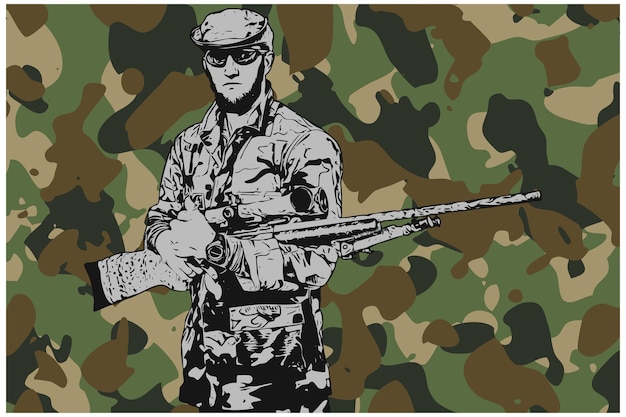 Vector de soldado del ejército veterano americano