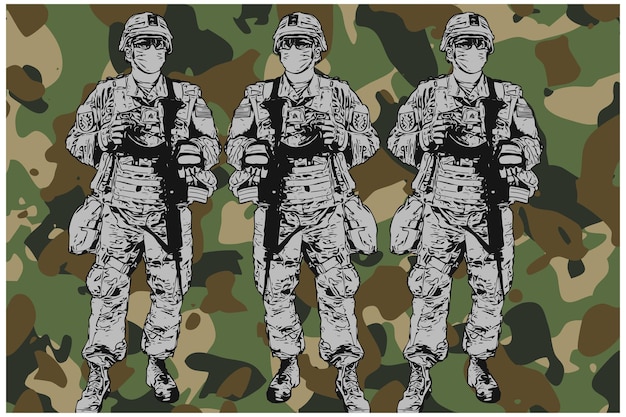 Vector de soldado del ejército veterano americano