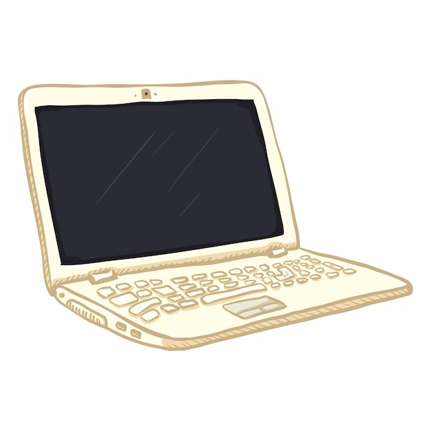 vector, solo, blanco, caricatura, computadora portátil, pc