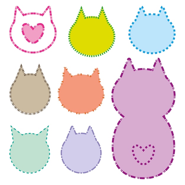 Vector de sombras de gatitos coloridas y divertidas