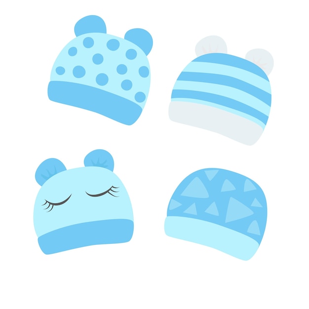 Vector de sombrero de bebé recién nacido o bebé en estilo de dibujos animados plano Elemento de clip de bebé Producto de bebé