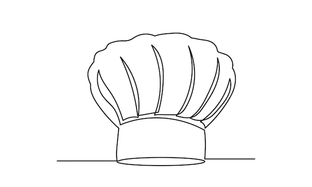 Vector de sombrero de chef dibujo de línea continua de sombrerito o gorra de chef para restaurante