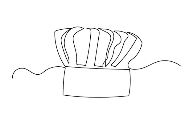 Vector de sombrero de chef dibujo de línea continua de sombrerito o gorra de chef para restaurante