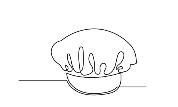 Vector de sombrero de chef dibujo de línea continua de sombrerito o gorra de chef para restaurante