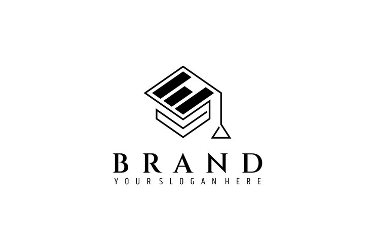 Vector de sombrero y letra de logotipo de e Educación concepto de diseño de plantilla de logotipo