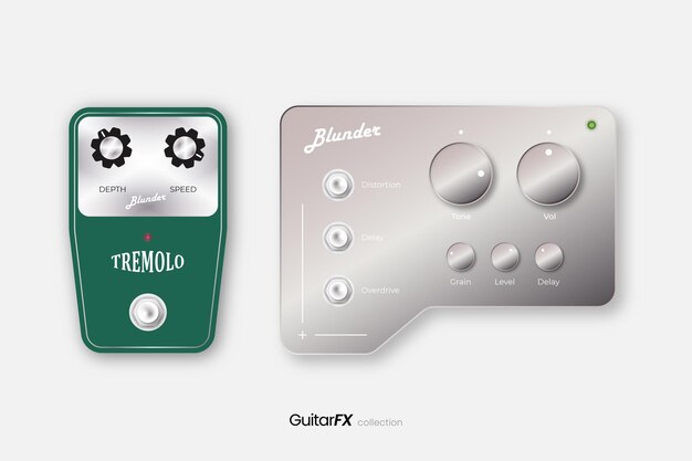 Vector vector de sonido de stompbox fx de guitarras digitales