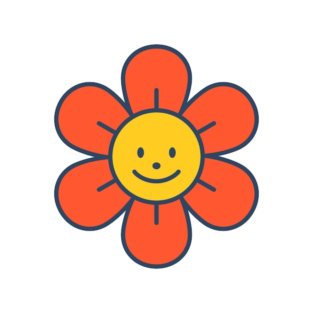 Vector sonriente flor Linda flor positiva con cara