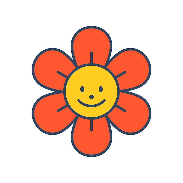 Vector sonriente flor Linda flor positiva con cara