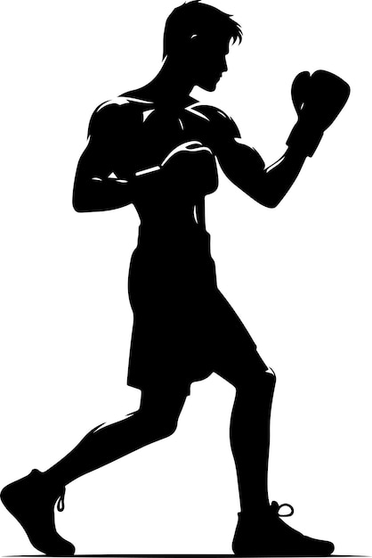 Vector un soporte de boxeador con silueta de vector de pose