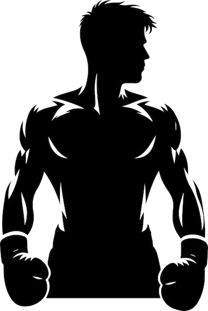 Vector un soporte de boxeador con silueta de vector de pose