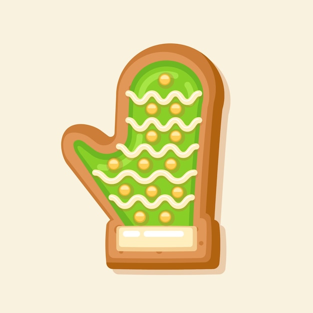 Vector de stock de galletas de jengibre de guante lindo. comida para navidad.