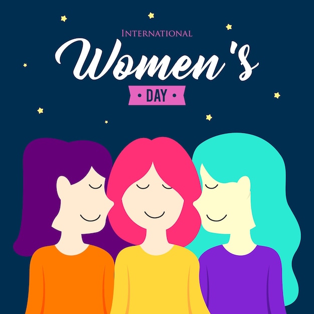 Vector de stock de ilustración de día de mujer plana