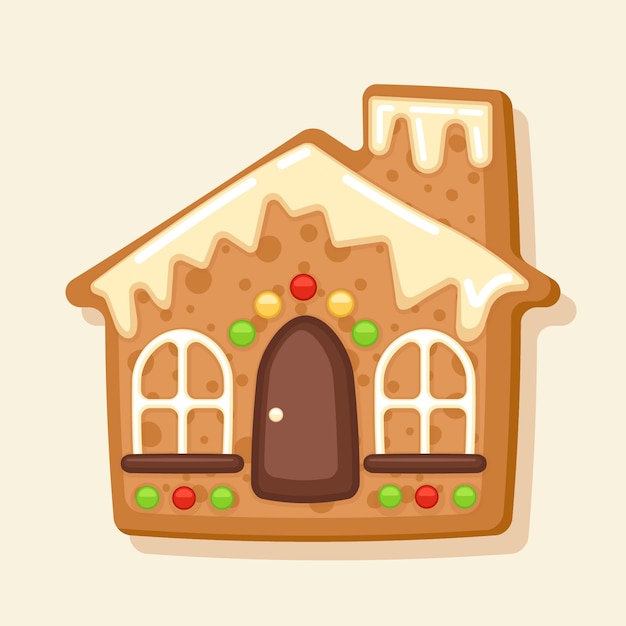 Vector de stock de lindas galletas de jengibre de la casa. comida para navidad.