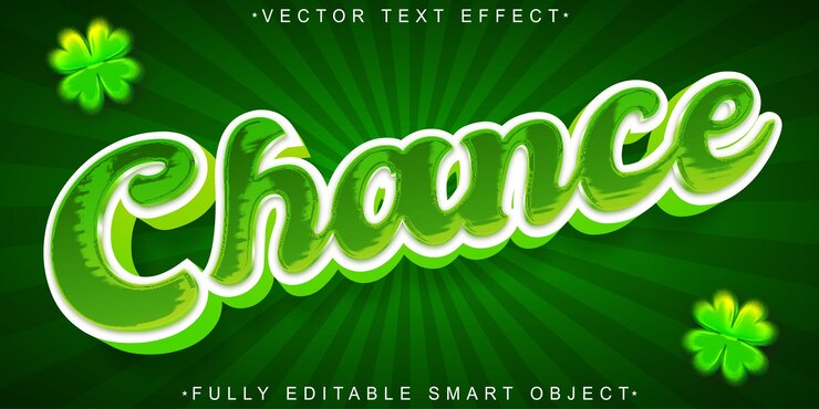Vector vector de suerte verde brillante totalmente editable objeto inteligente efecto de texto