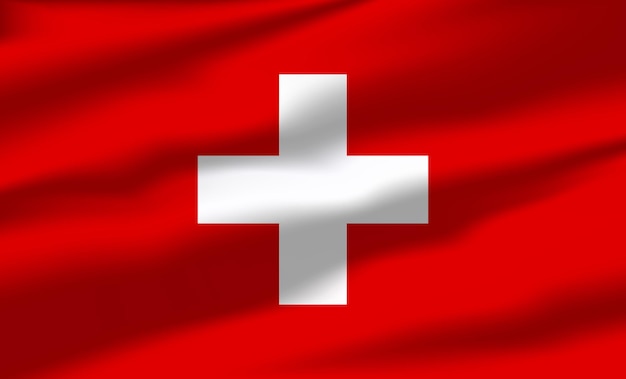 Vector Suiza bandera ondeando banderas que fluyen realistas