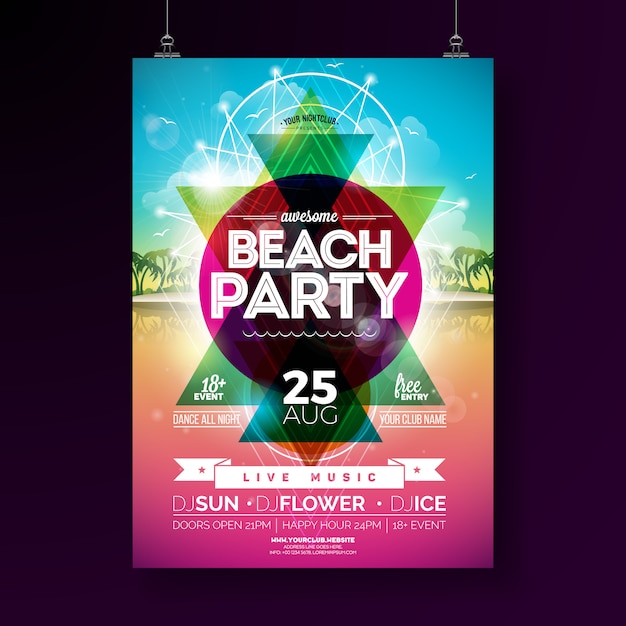Vector Summer Beach Party Flyer Design 
