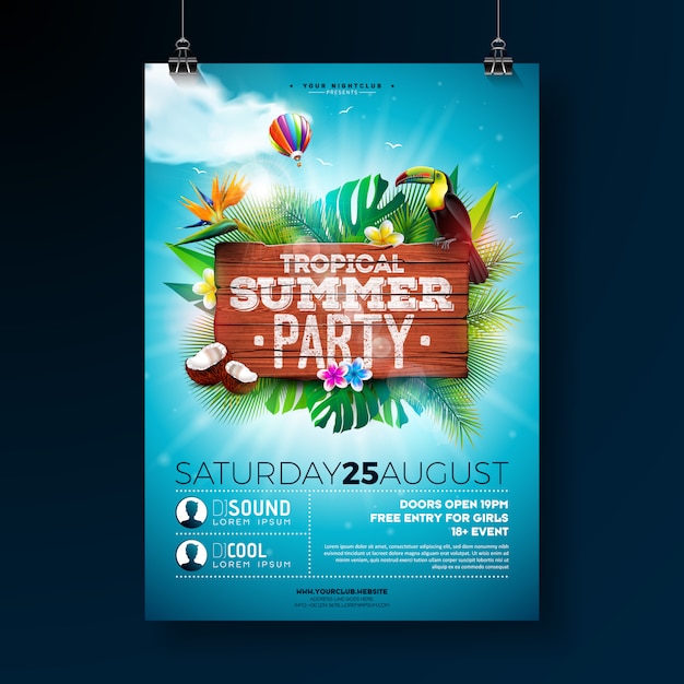 Vector summer beach party flyer design